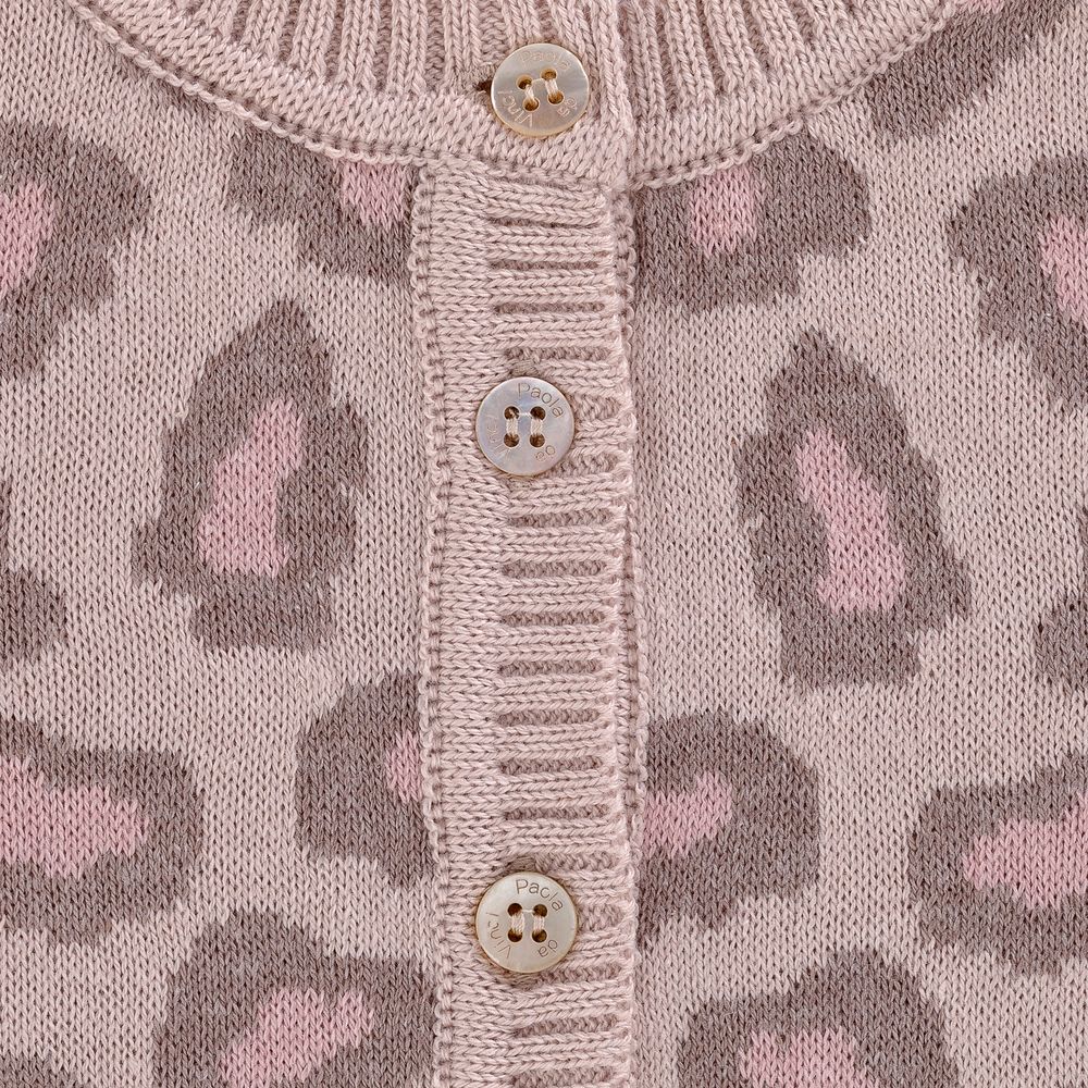 Cardigan Bebe Jacquard Onca Kaki Kaki Paoladavinci Mobile