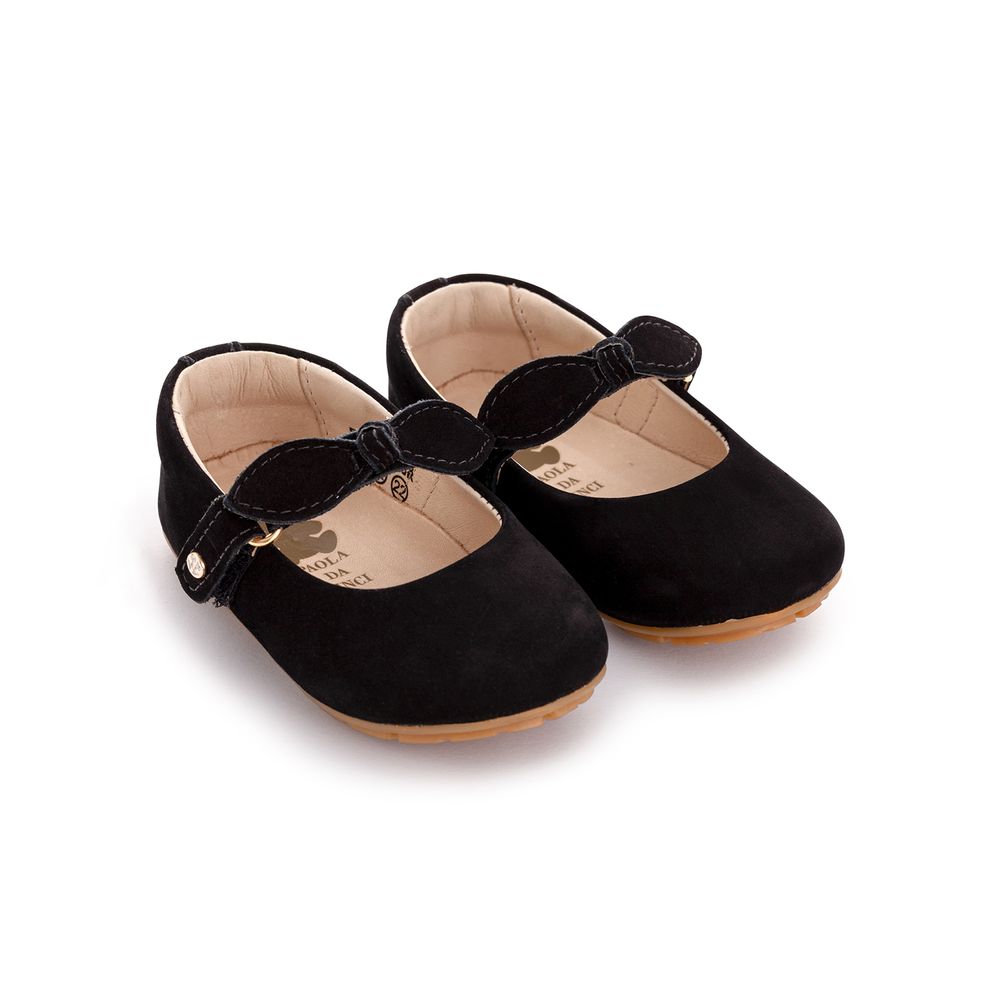 Sapato de Bebê Boneca Com Laço - PRETO - paoladavinci-mobile