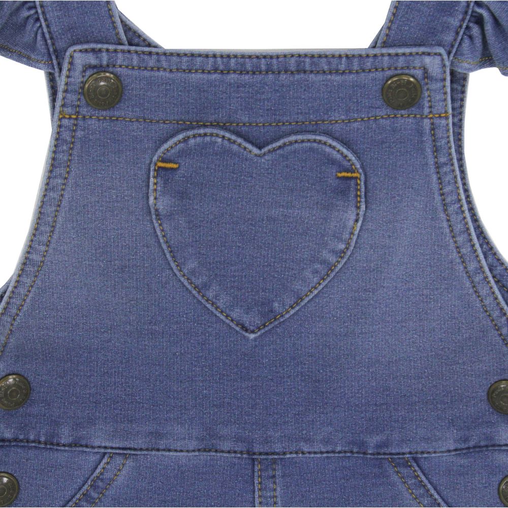 Jardineira Jeans De Bebe Coracao Azul Paoladavinci Mobile