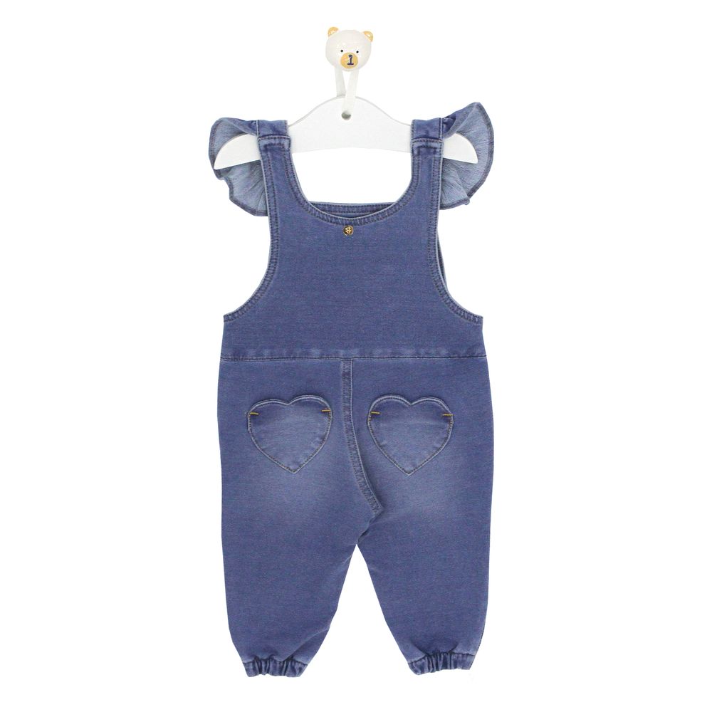 Jardineira Jeans De Bebe Coracao Azul Paoladavinci Mobile