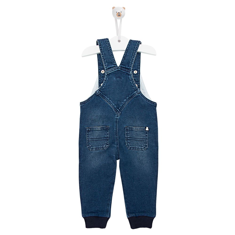 Jardineira Jeans De Bebe Masculina Com Punho Azul Marinho Paoladavinci Mobile