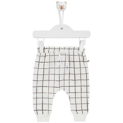 Calça de Moletom Bebê Masculino Escandinavo Xadrez - Off White